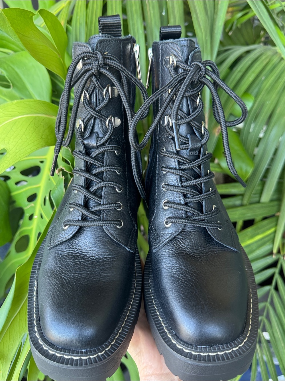 Sam Edelman Black Lue Lace-Up Combat Booties